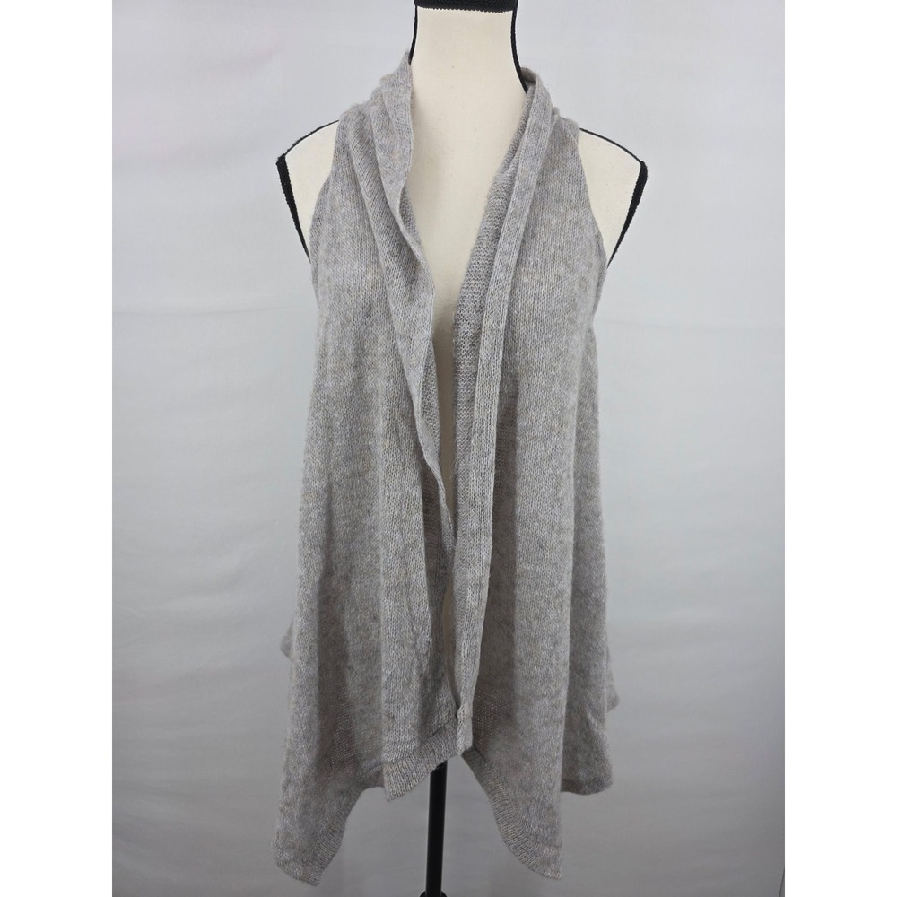 Willow & Clay Gray Knit Sleeveless Open Front Draped Cardigan Vest Size L